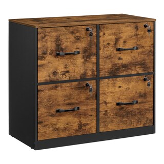 Foto 7 | Archivador Vasagle De 4 Cajones Con Cerradura Para A4 Y Letter Rustic - Venta Internacional.