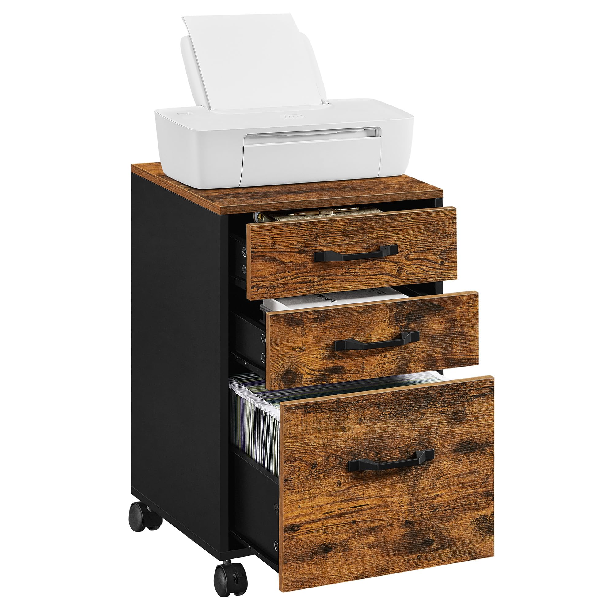 Archivador Vasagle Con 3 Cajones Para Hogar Y Oficina, A4, Rústico - Venta Internacional.