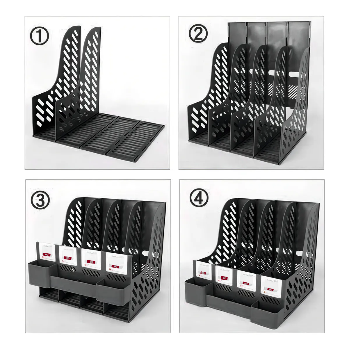 Foto 4 pulgar | Revistero 4 Rejillas Organizador De Archivos Eo Safe Imports Esi-19226 Negro