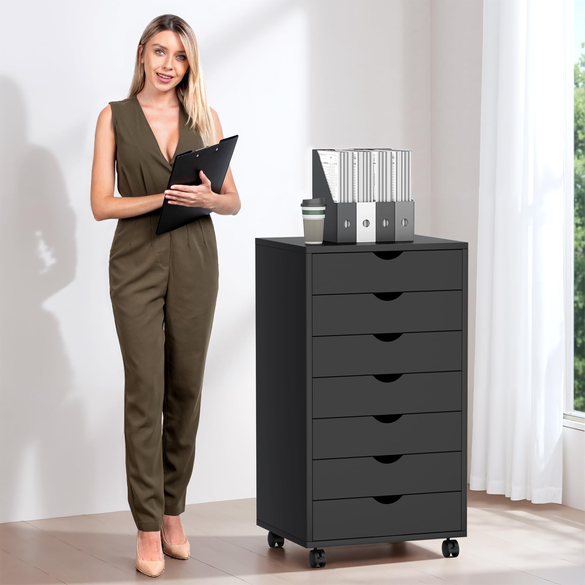 Foto 1 | Archivador Chest Office Simple Deluxe Con 7 Cajones, Negro - Venta Internacional.
