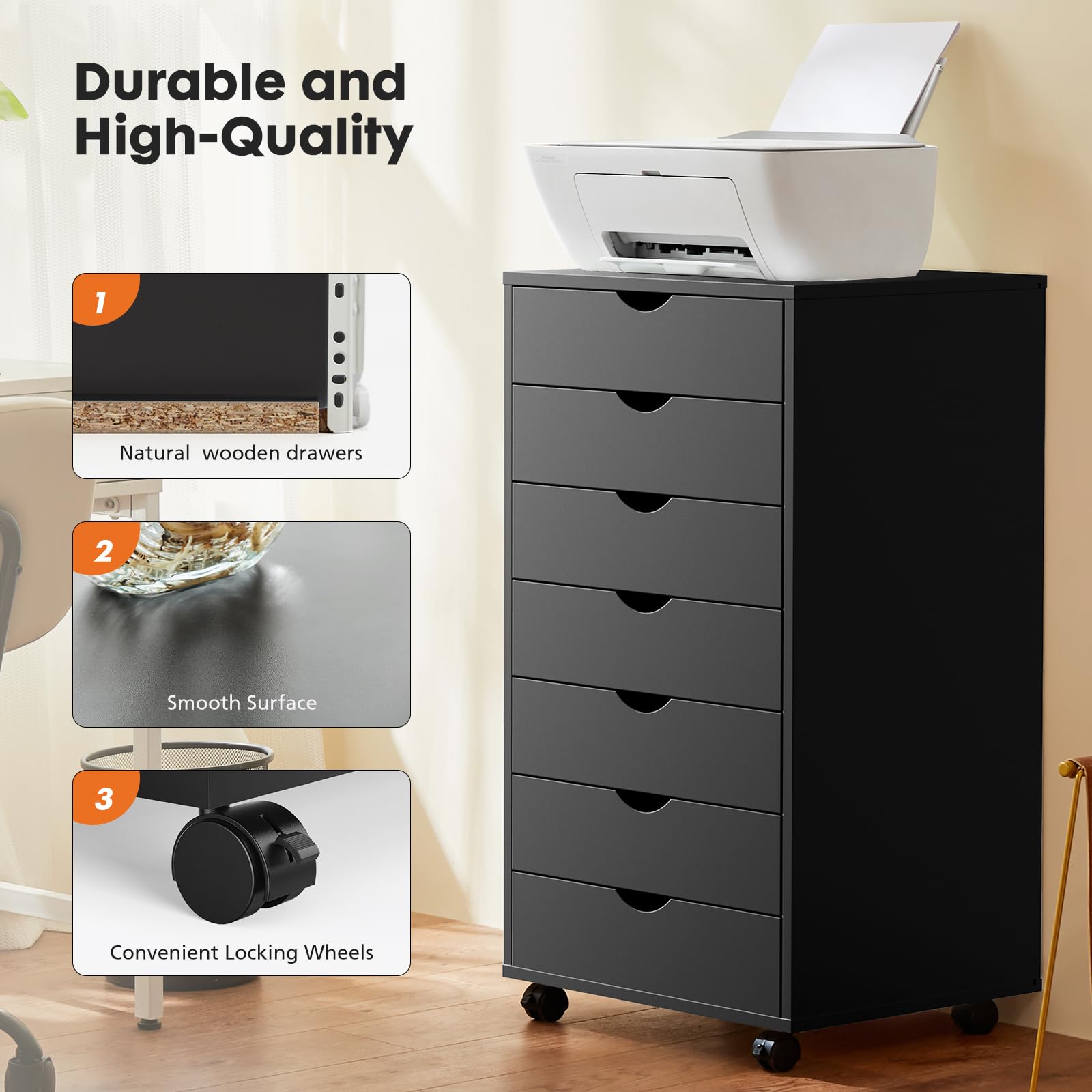 Foto 3 | Archivador Chest Office Simple Deluxe Con 7 Cajones, Negro - Venta Internacional.