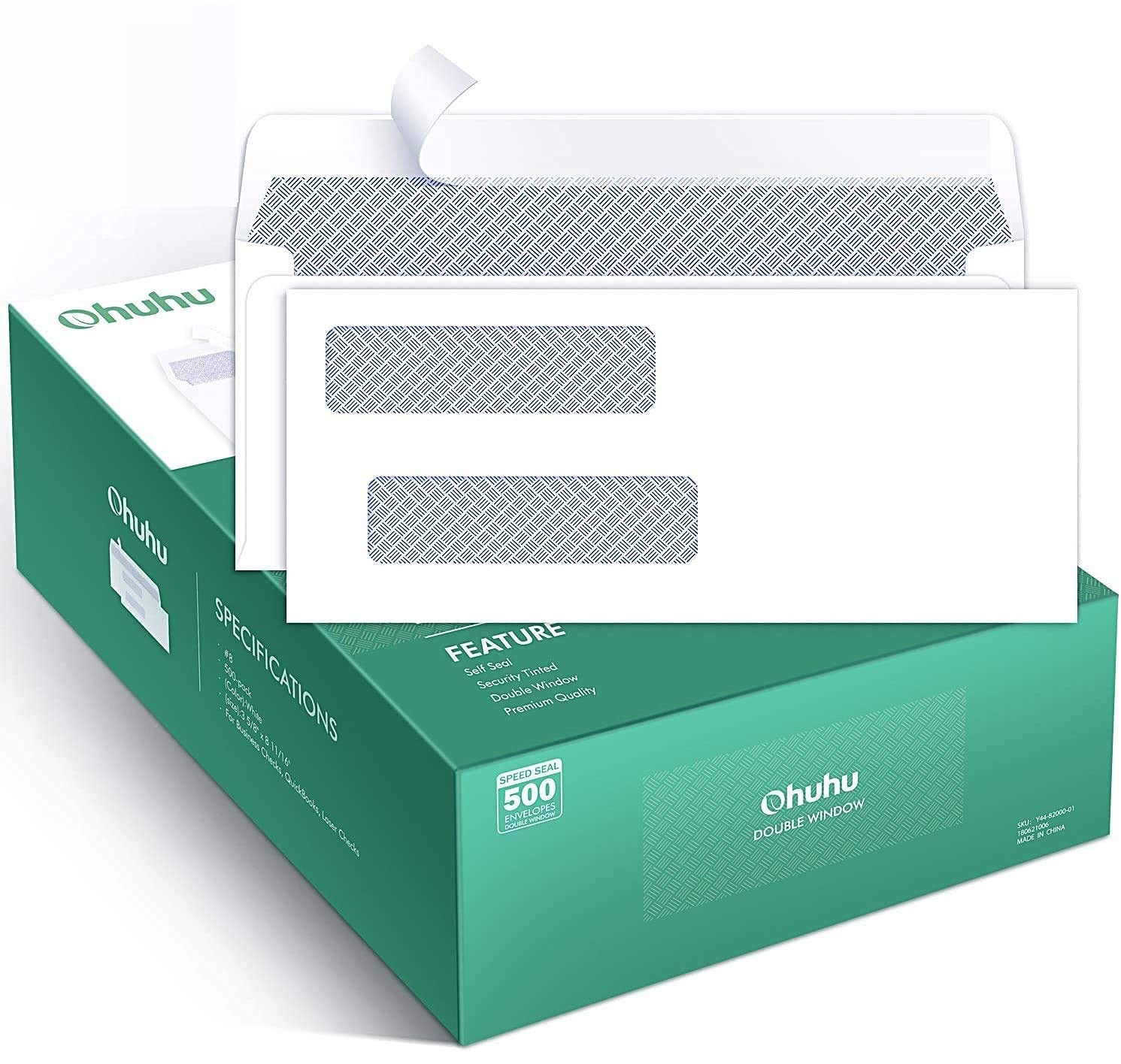 Foto 1 | Envelope Ohuhu #8 Con Doble Ventana, Autoadhesivo, 500 Unidades, Color Blanco - Venta Internacional.