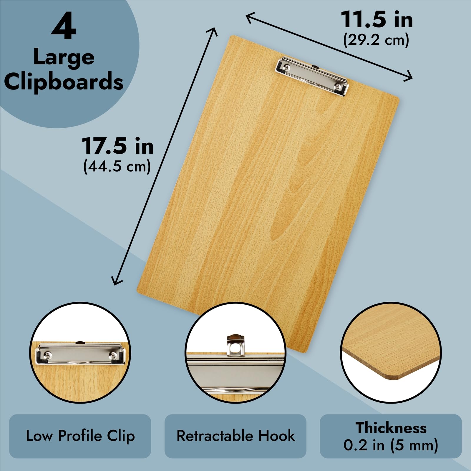 Foto 4 | Tablero De Arte De Madera Extra Grande Clipboard Juvale, Paquete De 4 - Venta Internacional.