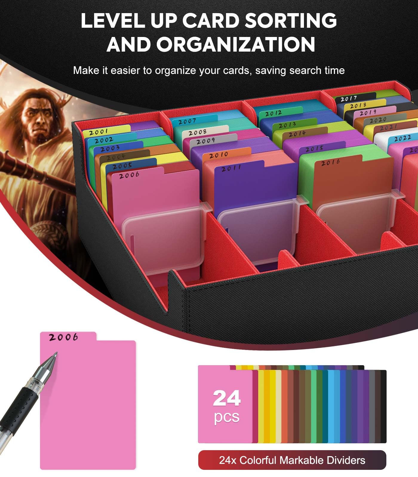 Foto 5 | Caja De Almacenamiento De Tarjetas Coleccionables Moko 3000+ Mtg Con Separadores, Negro Y Rojo - Venta Internacional.