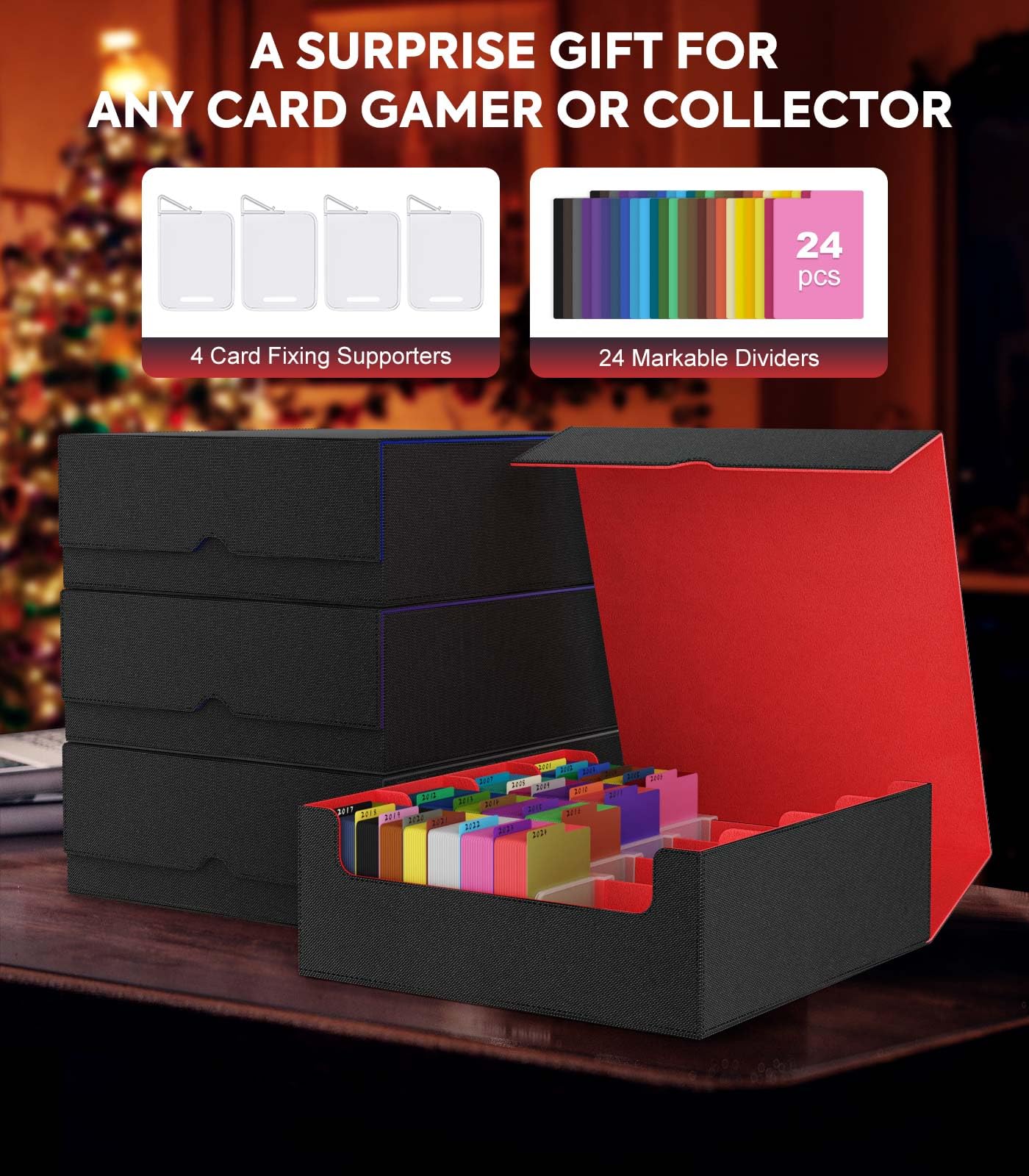 Foto 7 | Caja De Almacenamiento De Tarjetas Coleccionables Moko 3000+ Mtg Con Separadores, Negro Y Rojo - Venta Internacional.