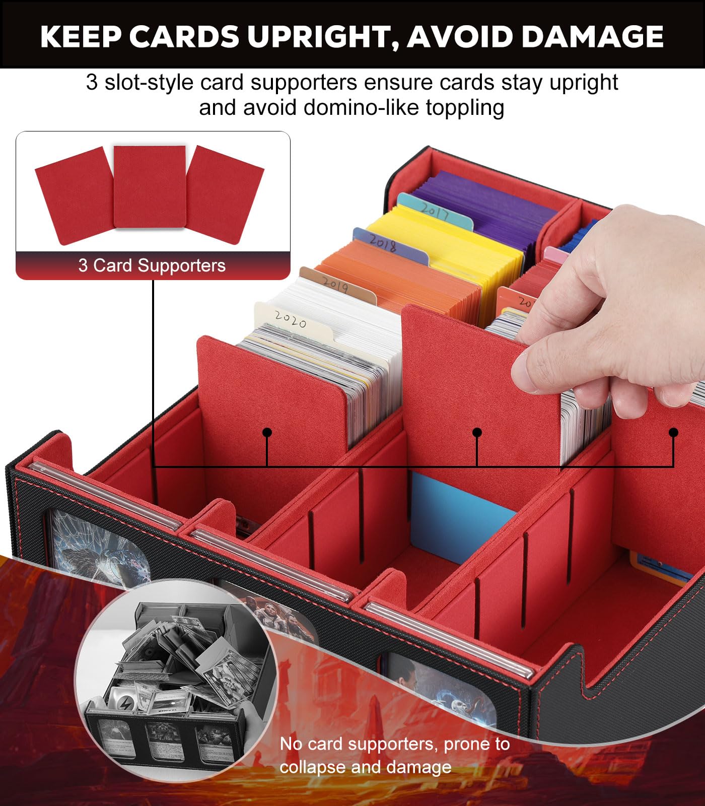 Foto 4 | Caja De Almacenamiento De Tarjetas Moko 2300+ Mtg Con 24 Pestañas Divisorias, Color Negro Y Rojo - Venta Internacional.