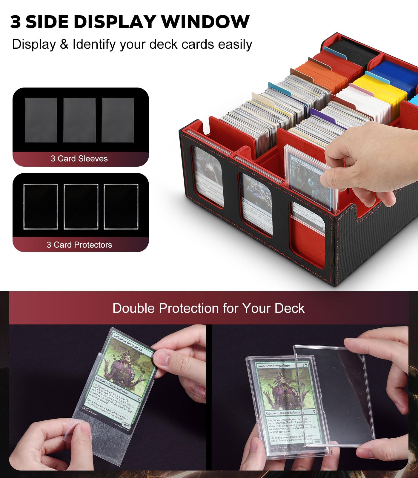 Foto 6 | Caja De Almacenamiento De Tarjetas Moko 2300+ Mtg Con 24 Pestañas Divisorias, Color Negro Y Rojo - Venta Internacional.