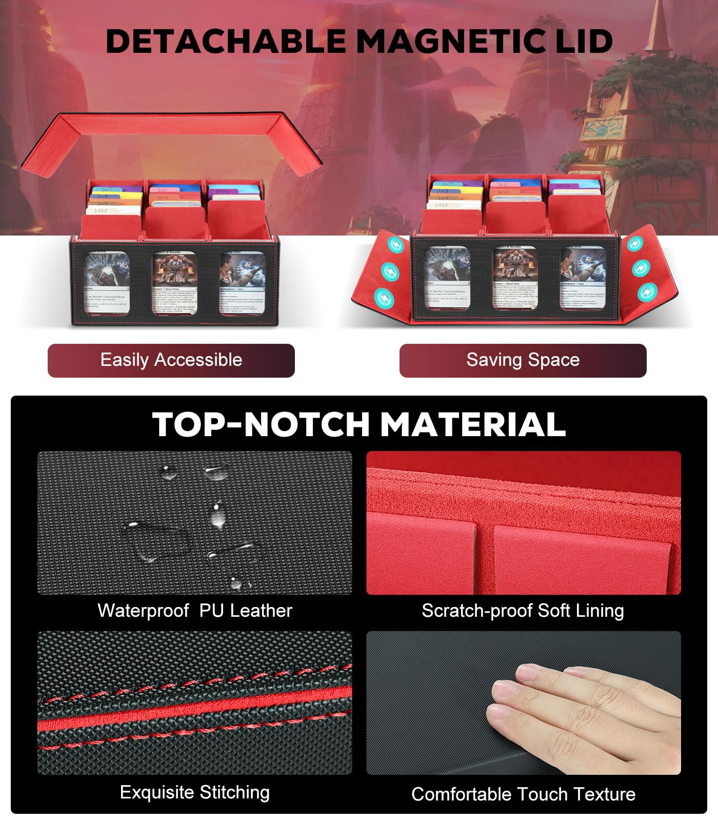 Foto 8 pulgar | Caja De Almacenamiento De Tarjetas Moko 2300+ Mtg Con 24 Pestañas Divisorias, Color Negro Y Rojo - Venta Internacional.