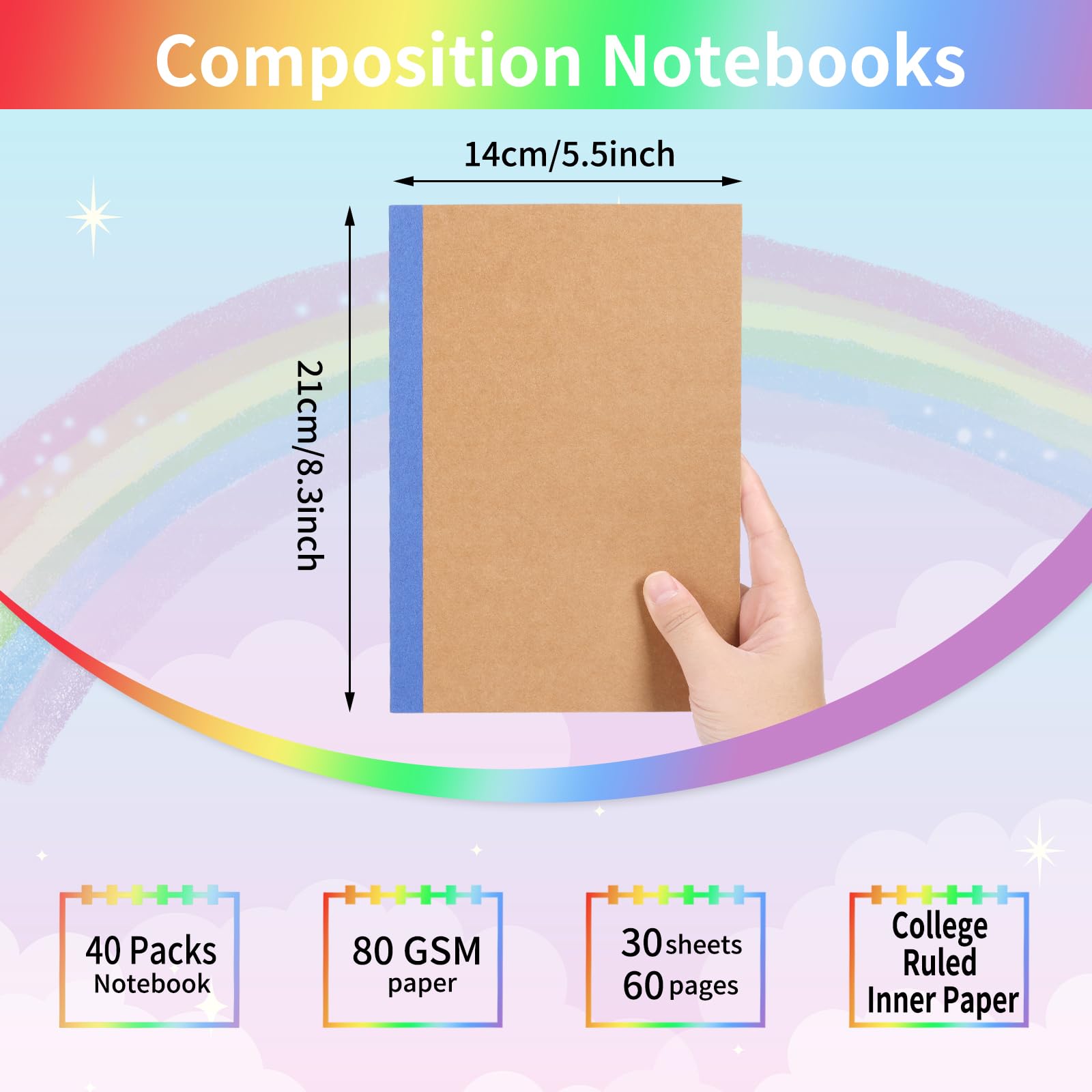 Foto 3 pulgar | Libretas Eoout A5 Kraft, Paquete De 40, 60 Páginas, 12 Colores - Venta Internacional.