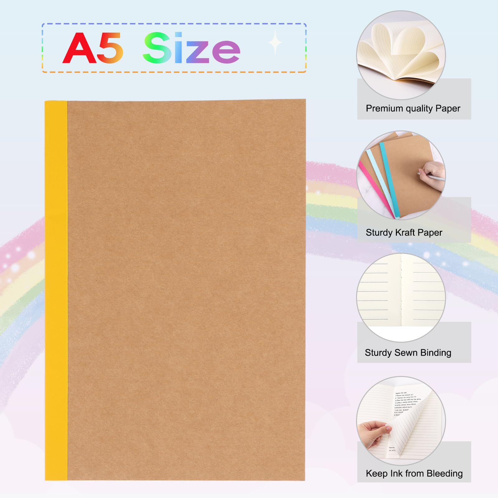 Foto 4 pulgar | Libretas Eoout A5 Kraft, Paquete De 40, 60 Páginas, 12 Colores - Venta Internacional.