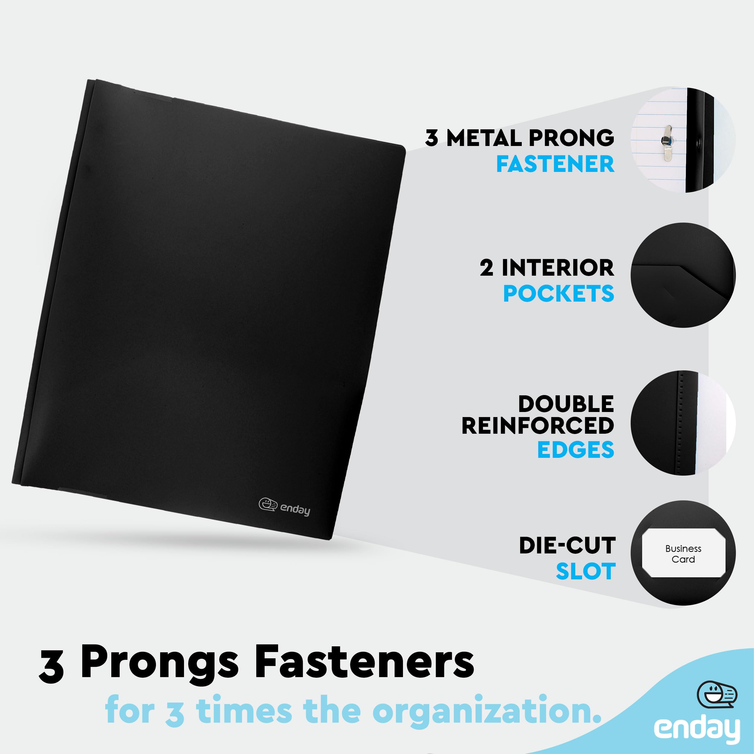 Foto 4 pulgar | Carpeta Enday De Plástico Con Bolsillos Y Puntas, 6 Unidades, Color Negro - Venta Internacional.