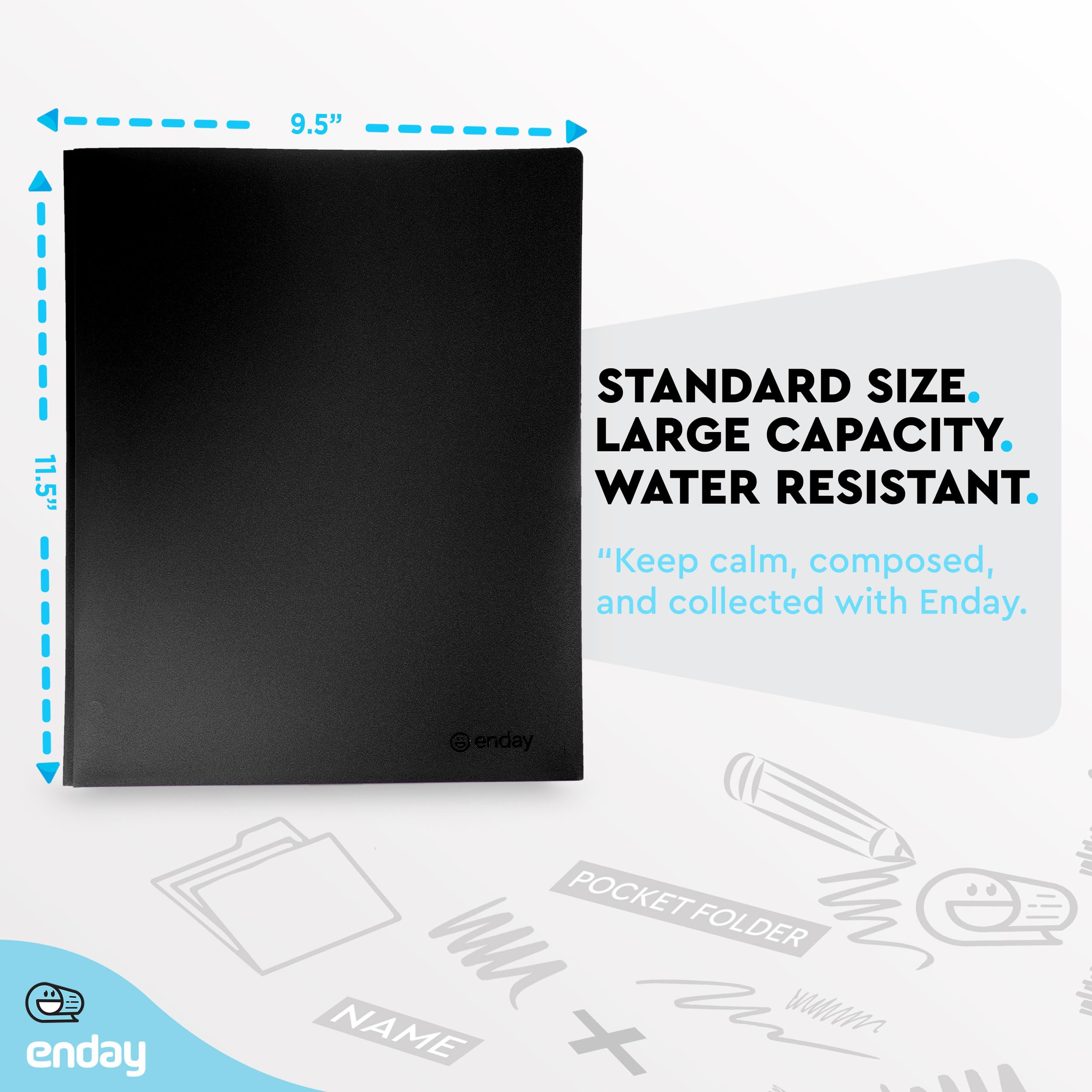 Foto 5 | Carpeta Enday De Plástico Con Bolsillos Y Puntas, 6 Unidades, Color Negro - Venta Internacional.