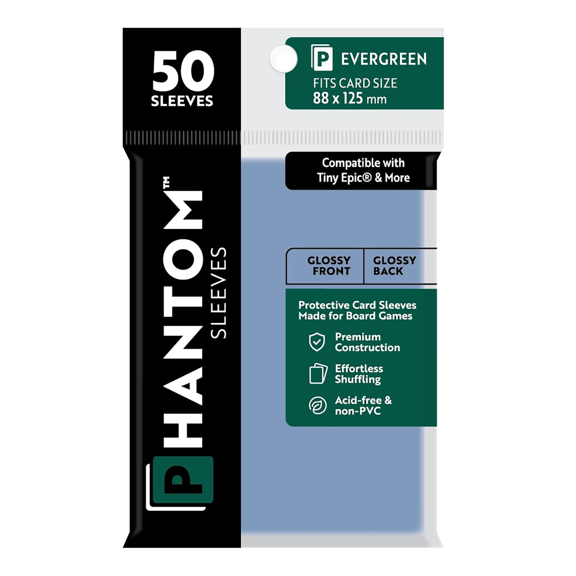 Foto 2 pulgar | Fundas Para Cartas Capstone Games Phantom Evergreen, 88 X 125 Mm, 50 Unidades - Venta Internacional.