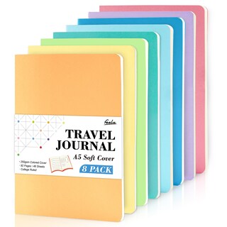 Foto 1 | Journal Feela, Paquete De 8 Unidades, Tapa Blanda, Tamaño A5, Con Rayas Universitarias, 92 Páginas - Venta Internacio