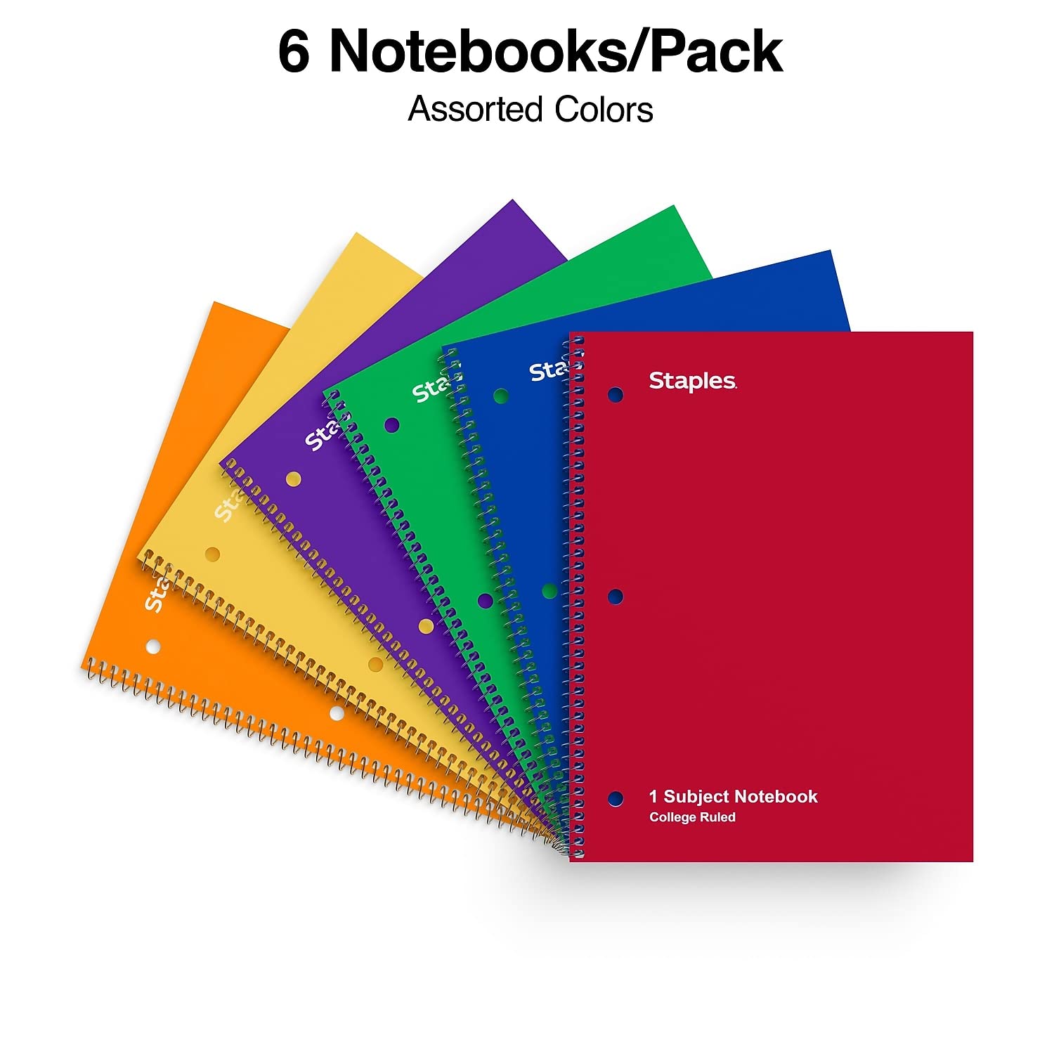 Foto 4 pulgar | Libretas Staples, De 1 Asignatura, Con Reglas Universitarias, 70 Hojas, Paquete De 6 - Venta Internacional.