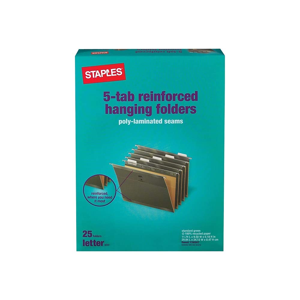 Foto 7 | Carpetas Colgantes Staples 726597, 5 Pestañas, Tamaño Carta, Color Verde - Venta Internacional.