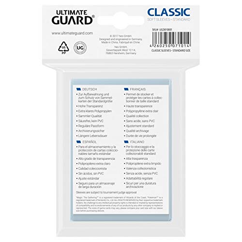 Foto 4 pulgar | Fundas Para Tarjetas Ultimate Guard Clear Classic Standard De 100 Quilates - Venta Internacional.