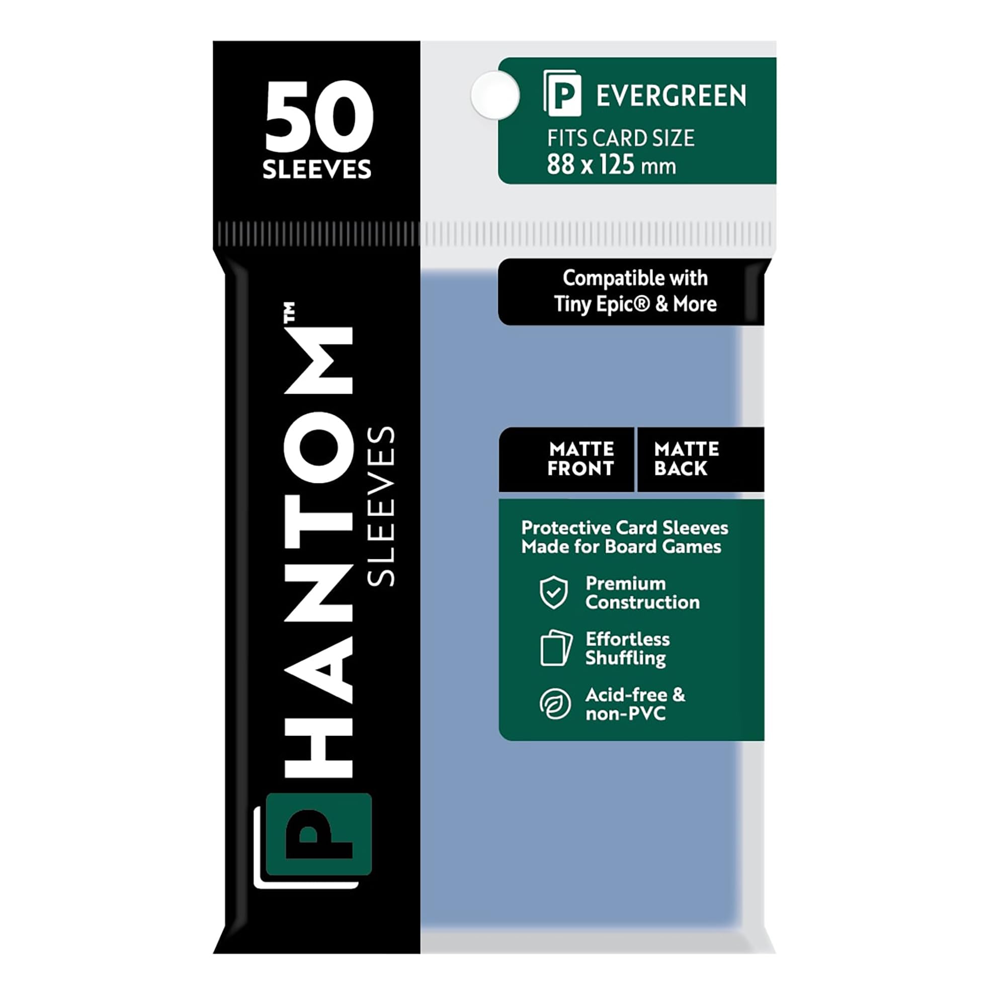 Foto 2 pulgar | Fundas Para Cartas Capstone Games Phantom Evergreen, 88 X 125 Mm, 50 Unidades - Venta Internacional.