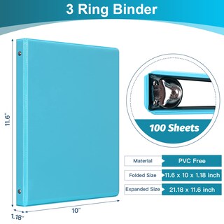 Foto 2 | Binder Suin, 3 Anillas, 0,5 Pulgadas, Con 2 Bolsillos Interiores, Paquete De 6 - Venta Internacional.