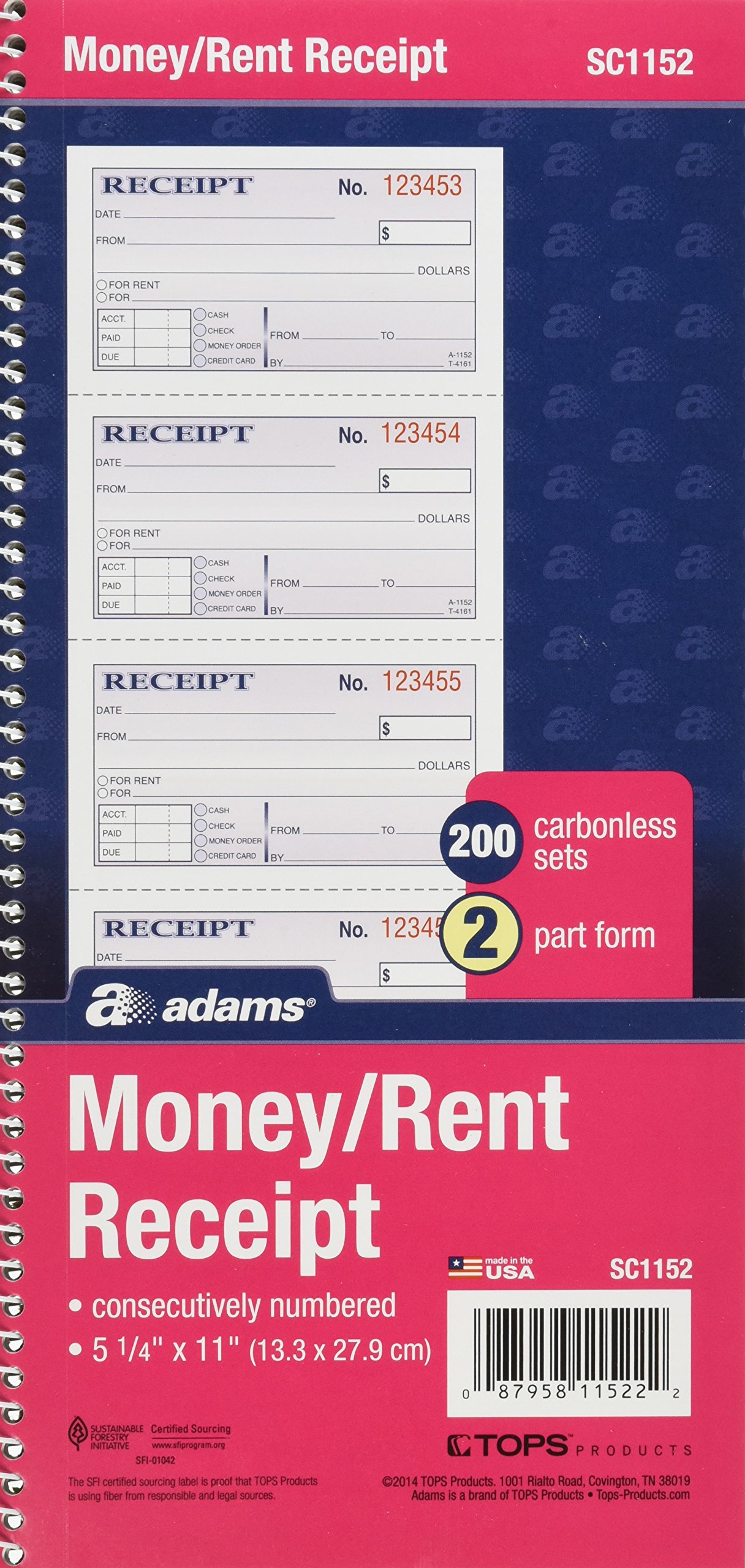 Foto 2 pulgar | Libreta De Recibos Adams Money And Rent  200 Sets Sc1152 - Venta Internacional.