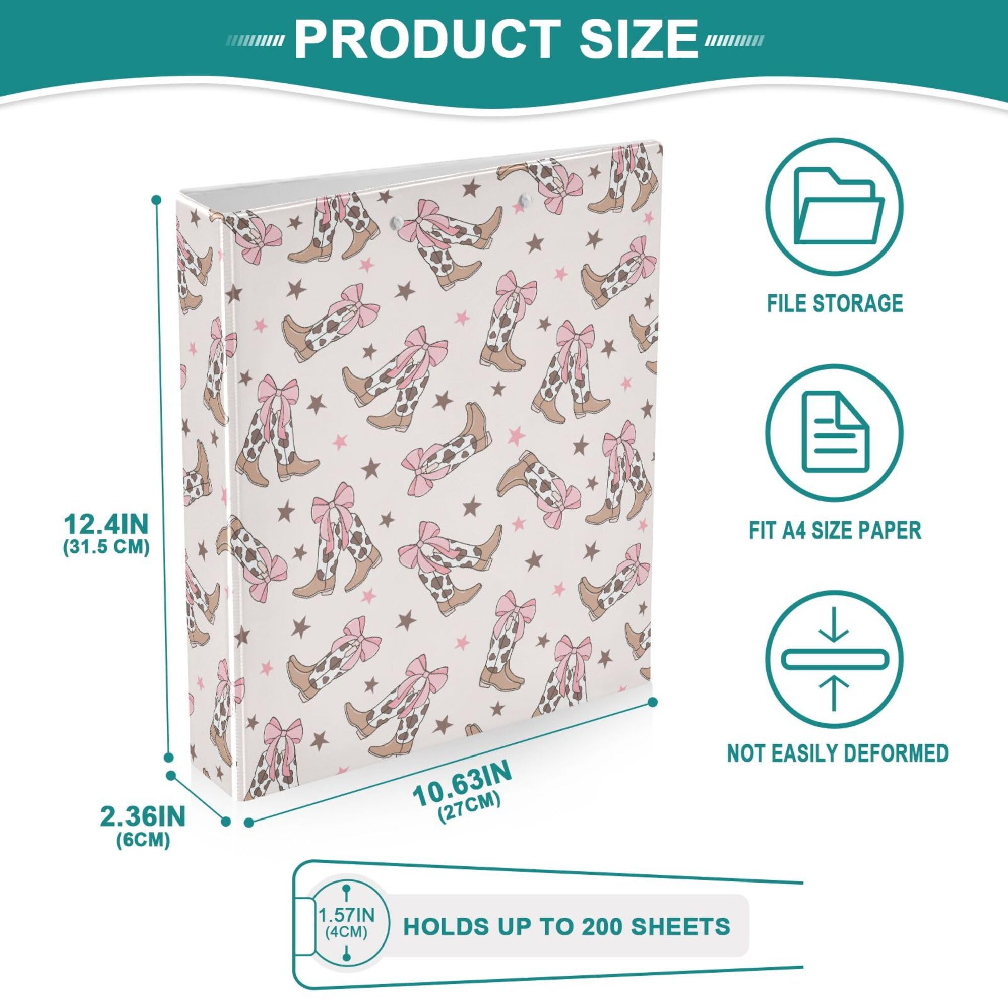 Foto 4 | Carpetas Redondas Wamika Pink Bow Cowgirl  4 Cm  200 Hojas - Venta Internacional.