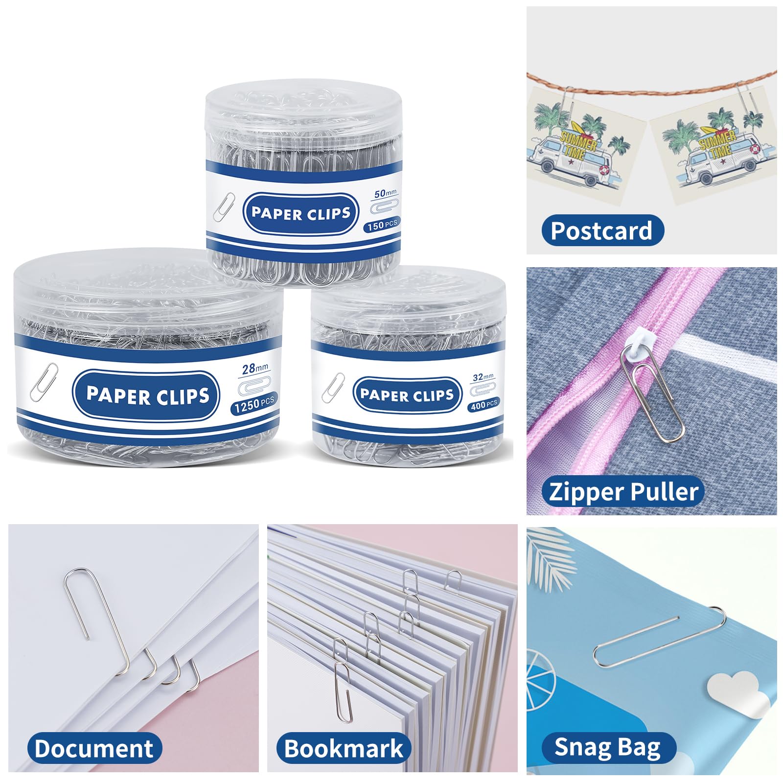 Foto 6 | Clips De Papel Baingesk  Varios Tamaños (50 Mm  33 Mm  28 Mm) X1800 - Venta Internacional.