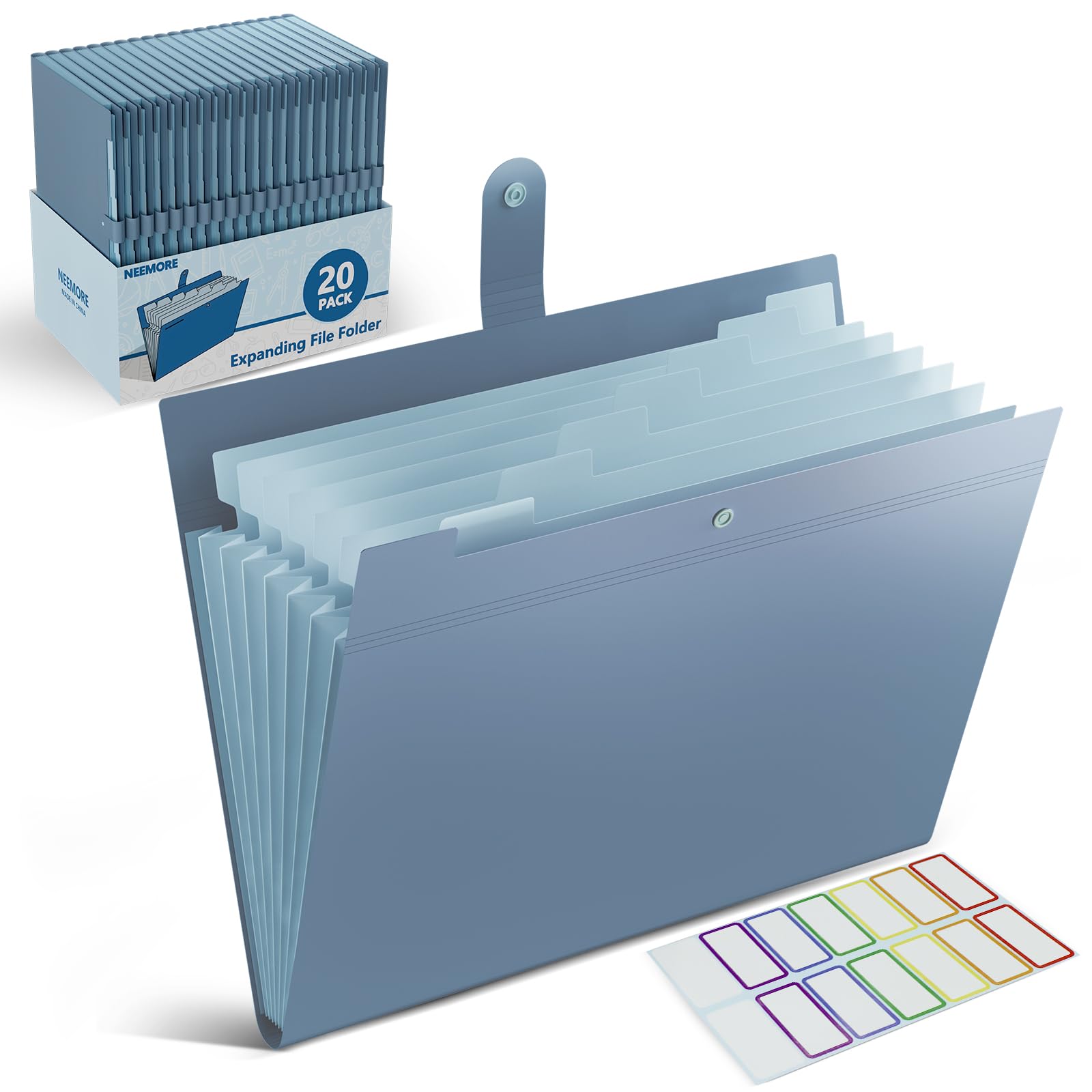 Foto 2 pulgar | Organizador De Archivos En Acordeón Neemore  Paquete De 20 Con 8 Bolsillos  Azul - Venta Internacional.