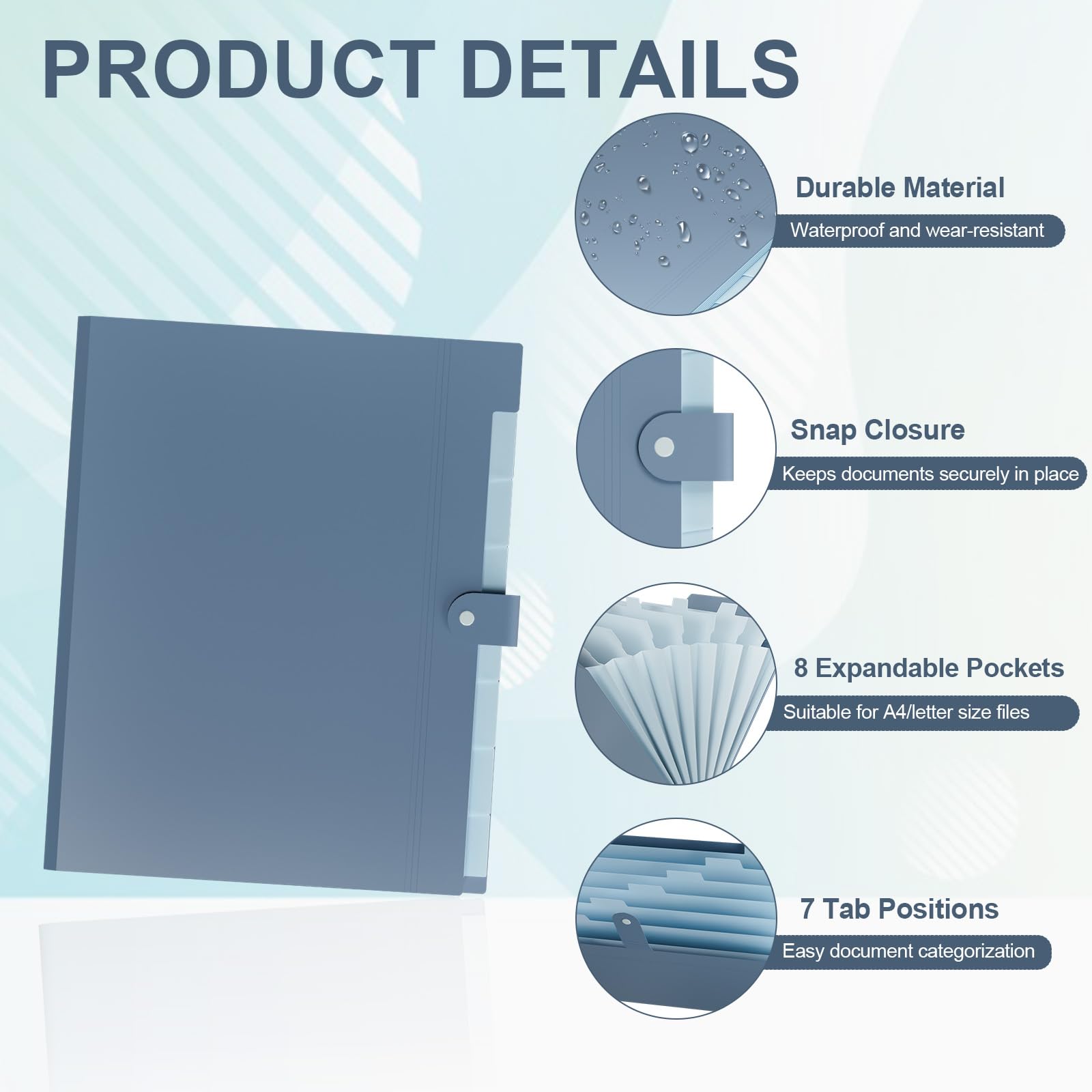 Foto 4 pulgar | Organizador De Archivos En Acordeón Neemore  Paquete De 20 Con 8 Bolsillos  Azul - Venta Internacional.