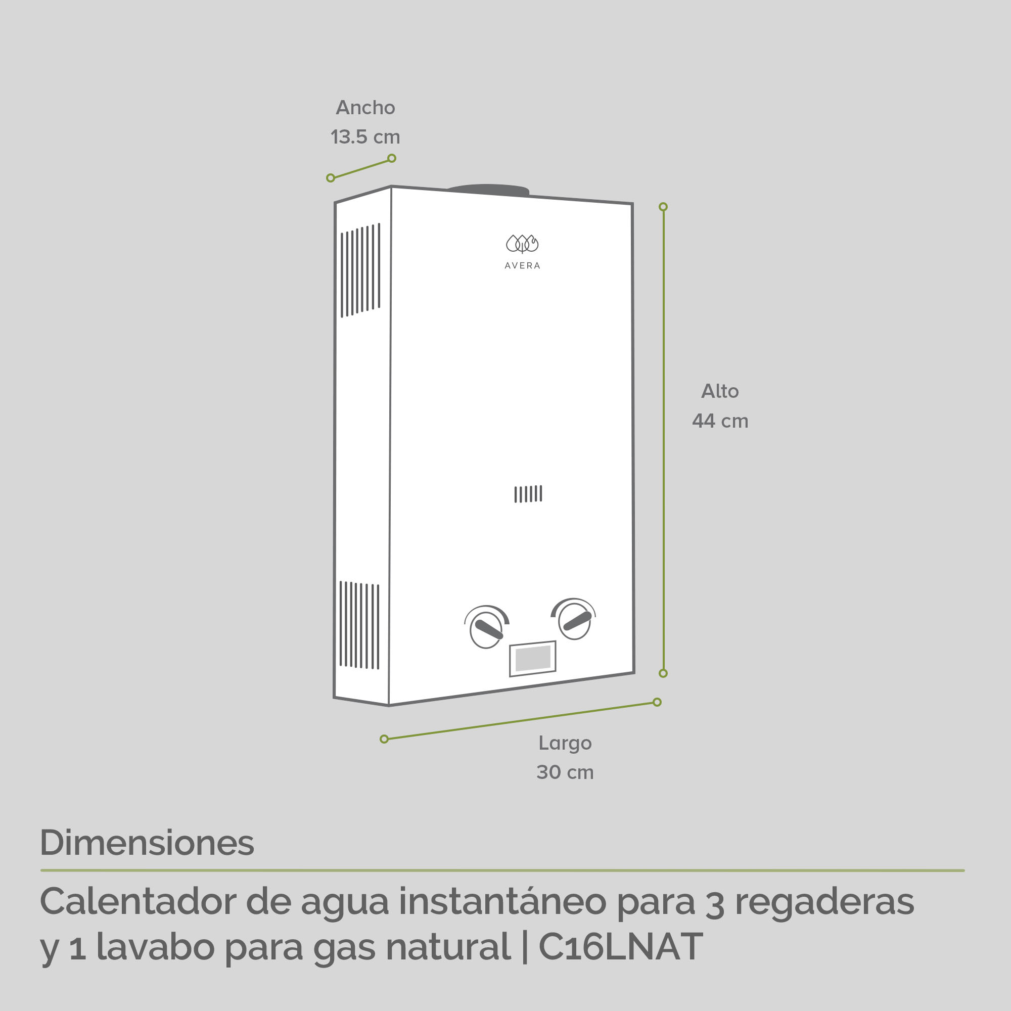 Foto 3 | Calentador de Agua Instantáneo Avera 3 Servicios Gas Natural C16lnat  color Blanco