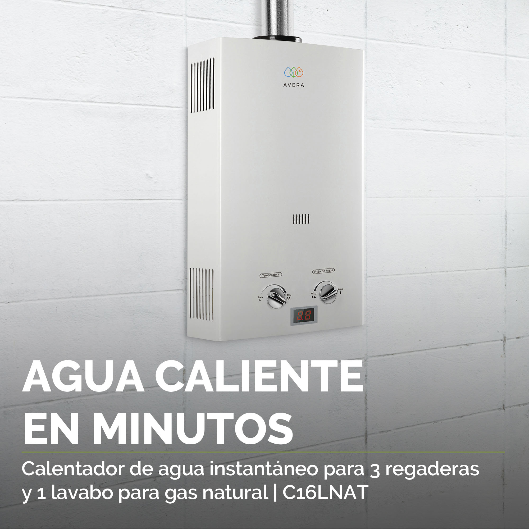 Foto 5 | Calentador de Agua Instantáneo Avera 3 Servicios Gas Natural C16lnat  color Blanco