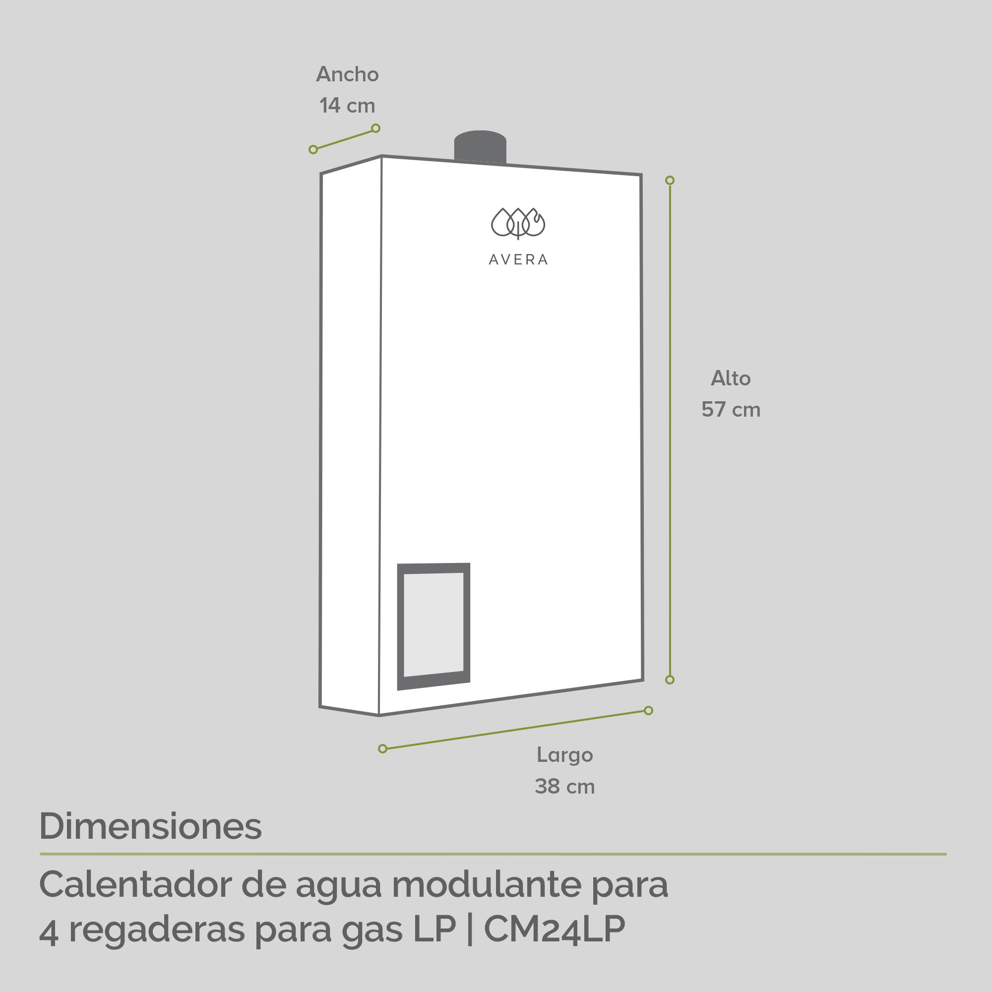 Foto 4 pulgar | Calentador de Agua Modulante Avera 4 Servicios Gas Lp Cm24 color Blanco