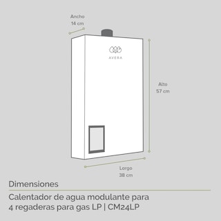 Foto 3 | Calentador de Agua Modulante Avera 4 Servicios Gas Lp Cm24 color Blanco