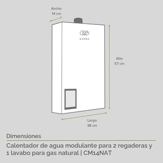 Foto 3 | Calentador de Agua Modulante Avera 2 Servicios Gas Nat. Cm14nat color Blanco