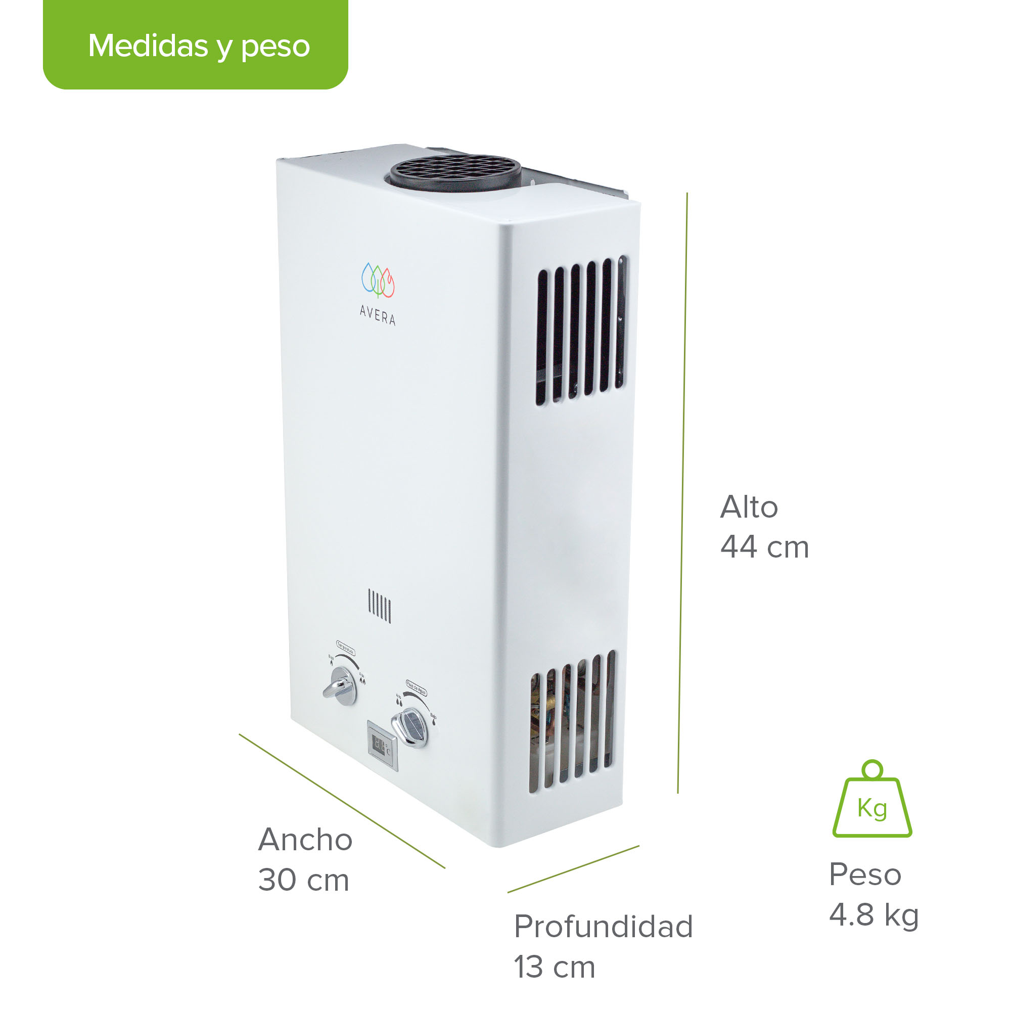 Foto 7 pulgar | Calentador de Agua Instantáneo Avera Gas 1 Servicio Natural C6lnat color Blanco