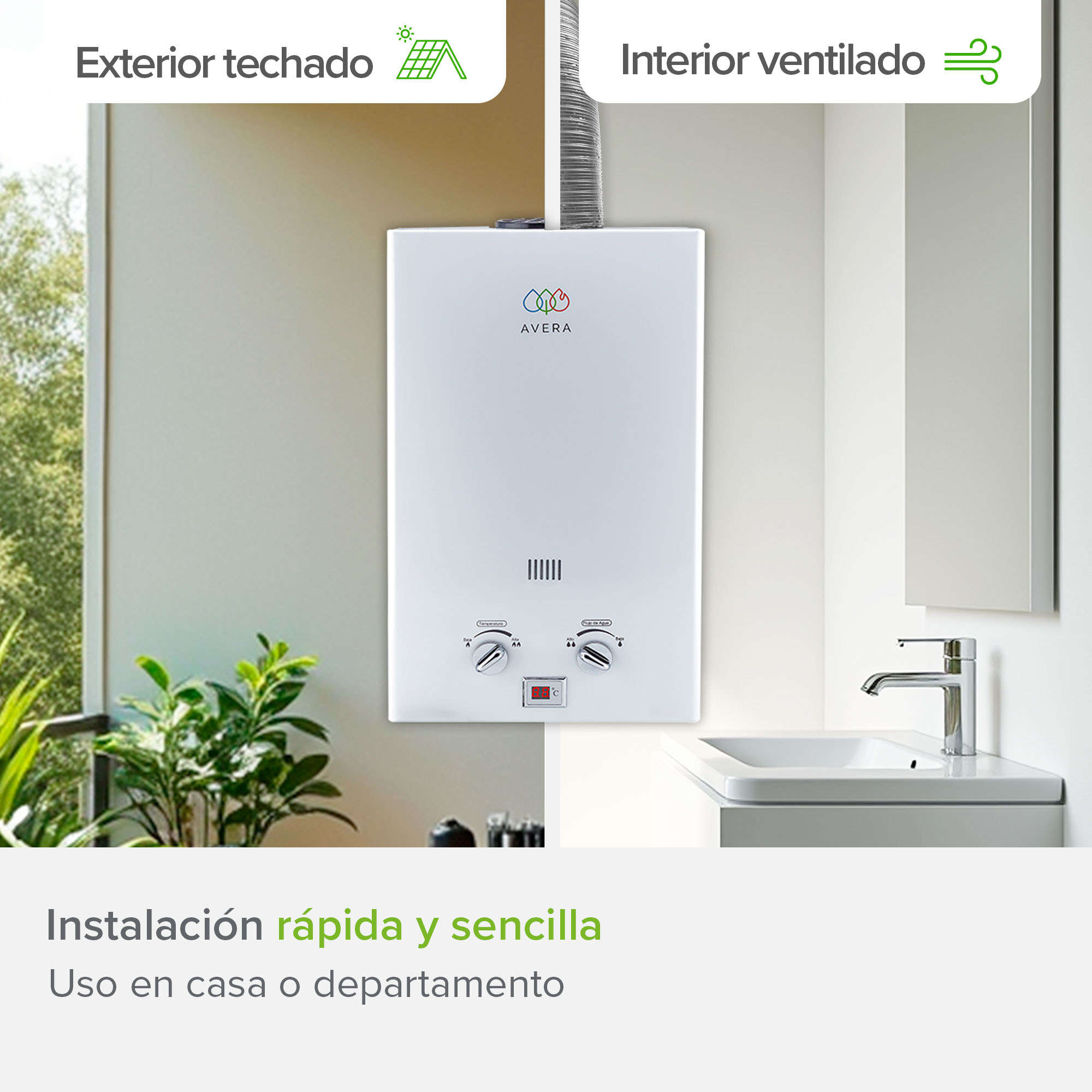 Foto 8 pulgar | Calentador de Agua Instantáneo Avera Gas 1 Servicio Natural C6lnat color Blanco