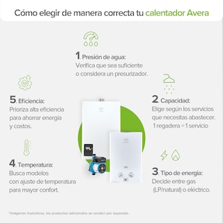 Foto 8 | Calentador de Agua Instantáneo Avera Gas 1 Servicio Natural C6lnat color Blanco