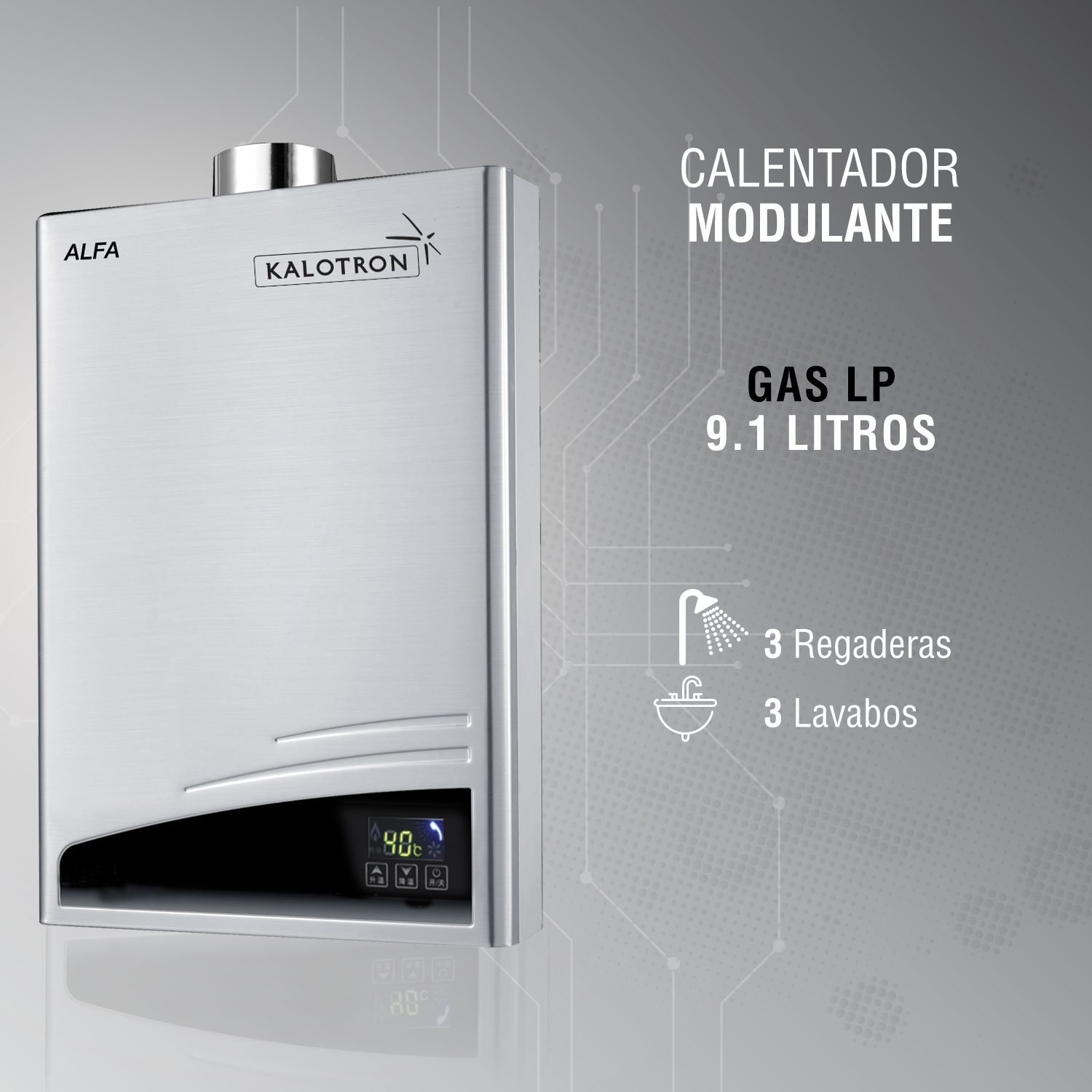 Foto 2 | Calentador de Agua Instantáneo Kalotron KA-MOD-091LP-01 de Gas LP y Gas Natural 9L Modulante 3 Servicios