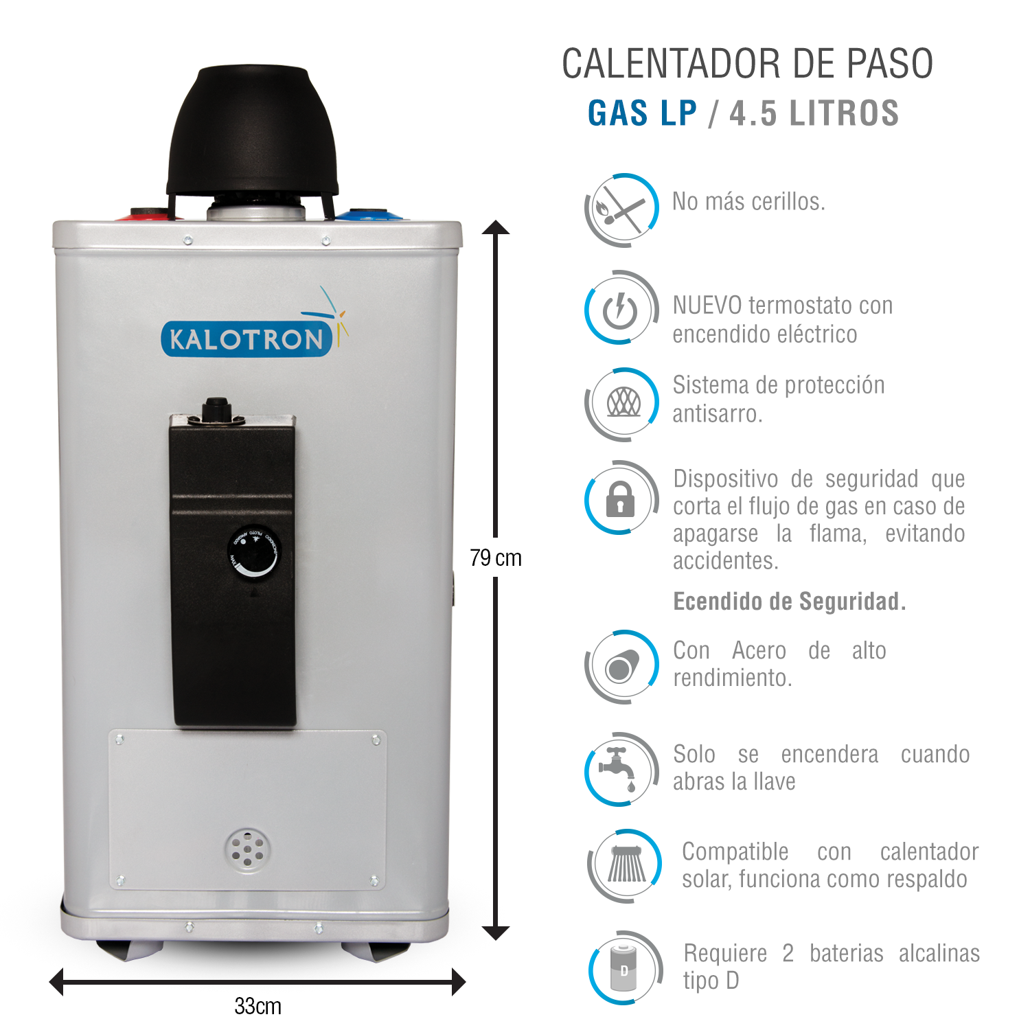 Foto 4 pulgar | Calentador de Agua de Paso Kalotron KA-ARC-045LP-01 de Gas LP 4.5L 1.5 Servicios