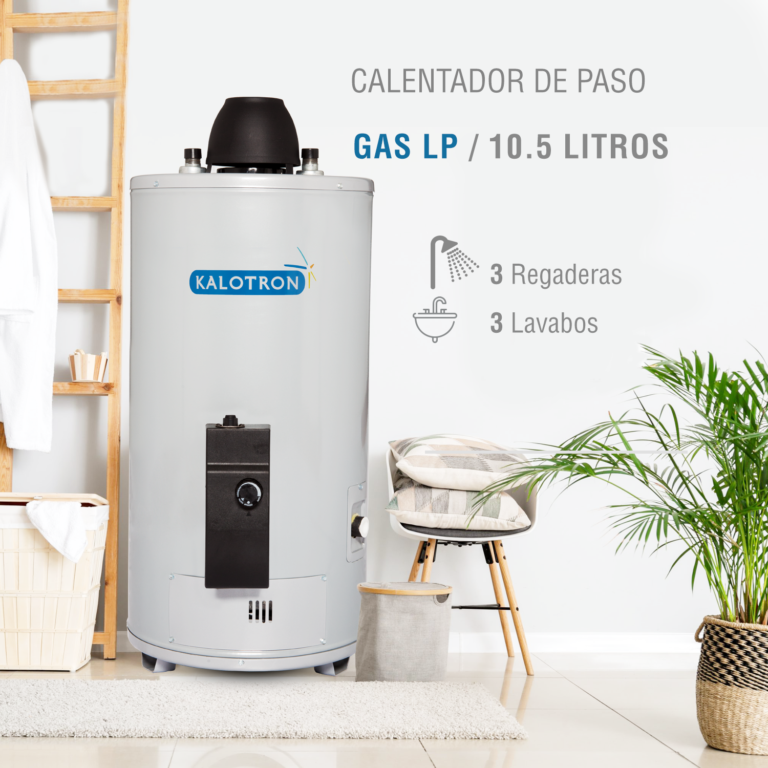 Foto 3 pulgar | Calentador de Agua de Paso Kalotron KA-ARC-105LP-01 de Gas LP 10.5L 3.5 Servicios