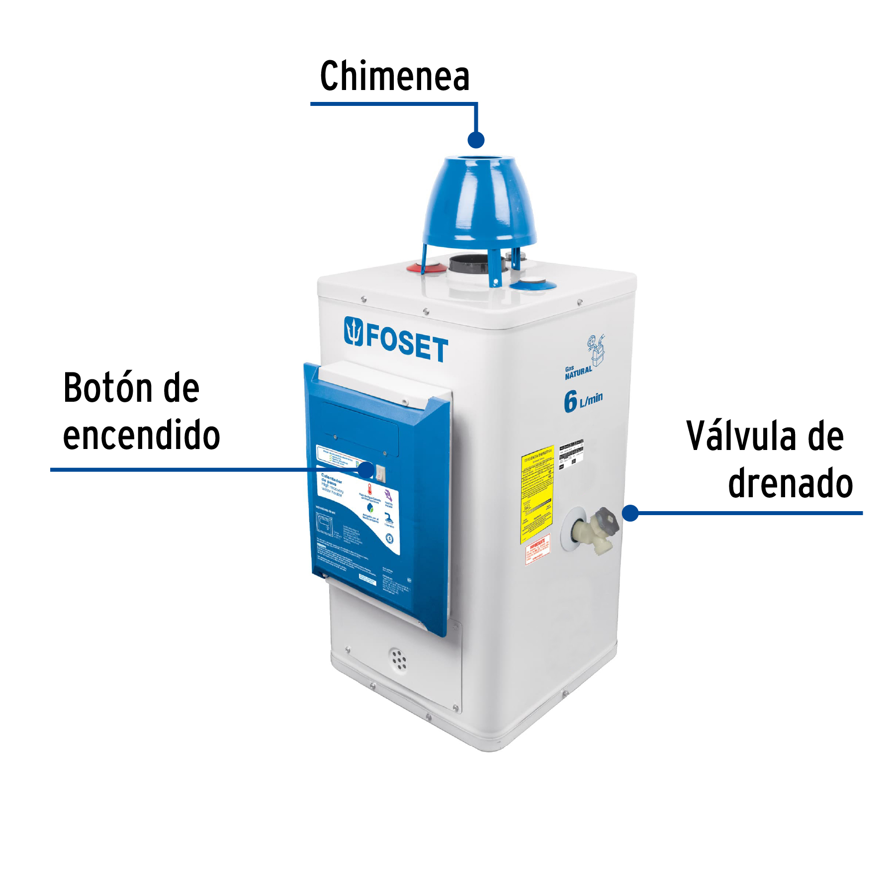 Foto 2 | Calentador Electrónico De Paso Foset 6 L 1 Servicio Gas Natural