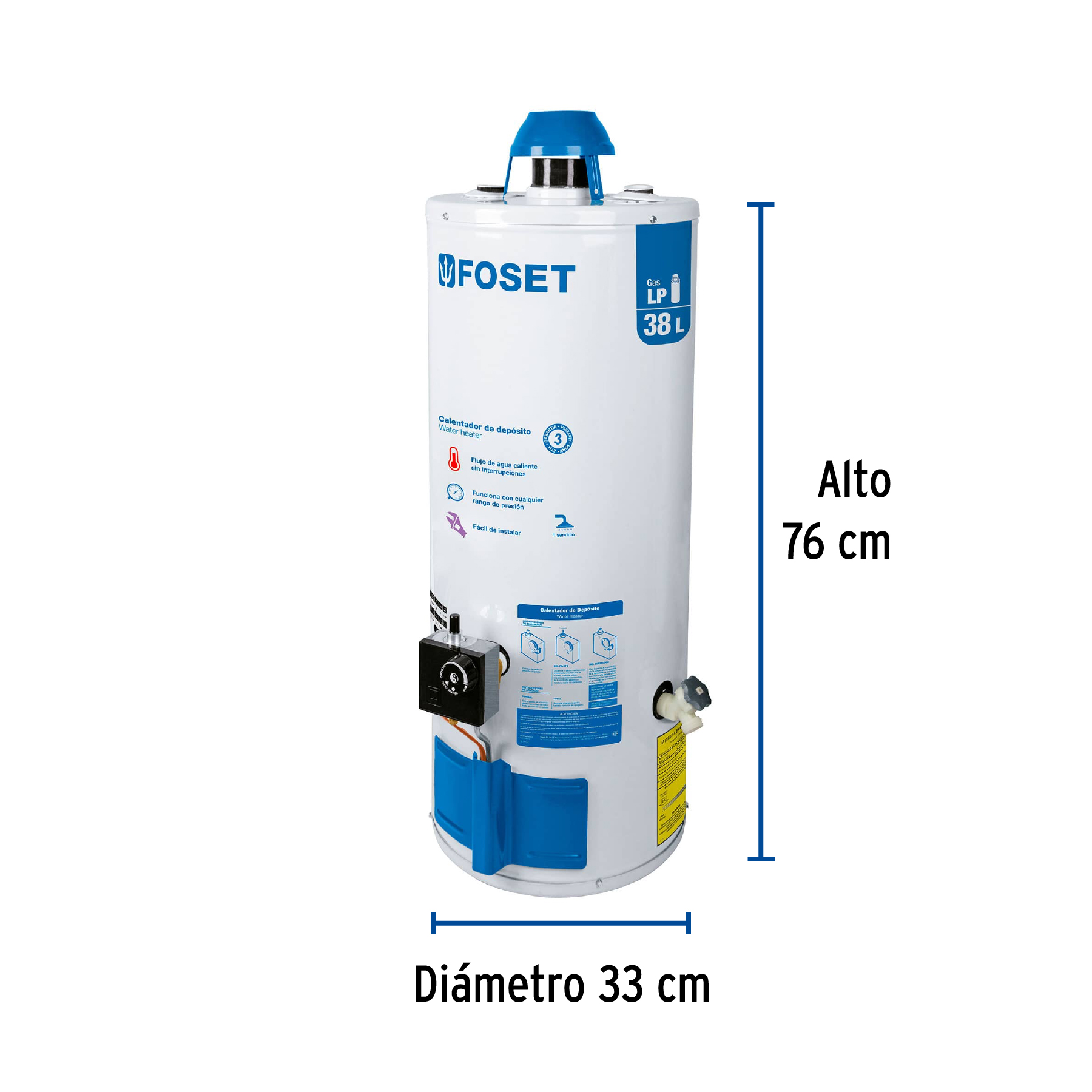 Foto 4 pulgar | Calentador de Depósito 38 L 1 Servicio Gas LP Foset