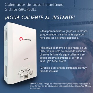 Foto 6 | Calentador de Paso Shorbull Instantáneo Gas LP 6 L
