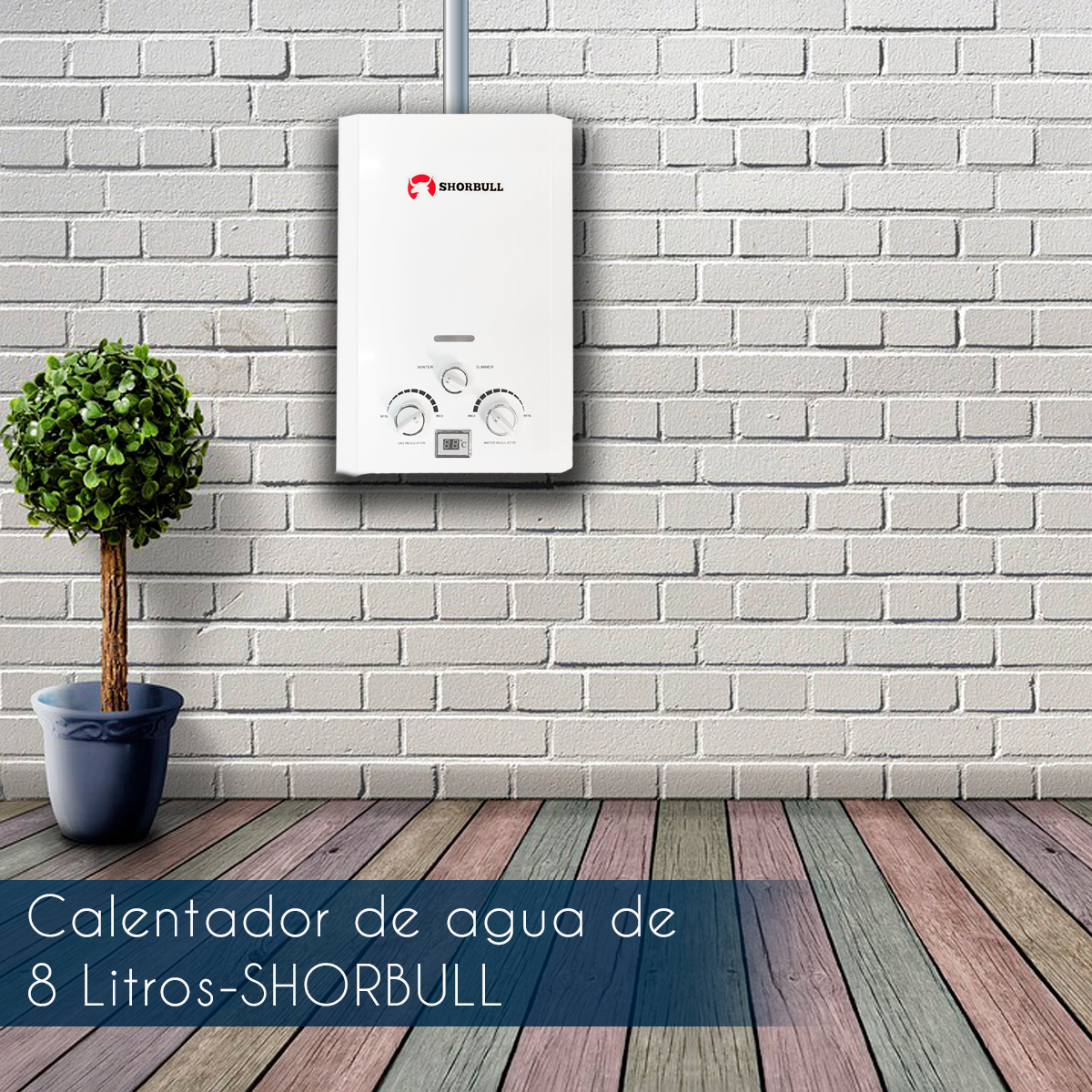 Foto 8 | Calentador Paso Shorbull GWD-21/8L Instantáneo Agua Ahorrador Gas 8l