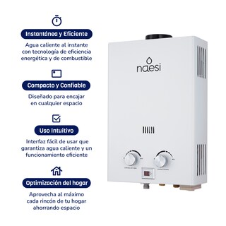 Foto 4 | Calentador De Agua Instantaneo 1 Servicio Gas Natural Naesi An201 Blanco