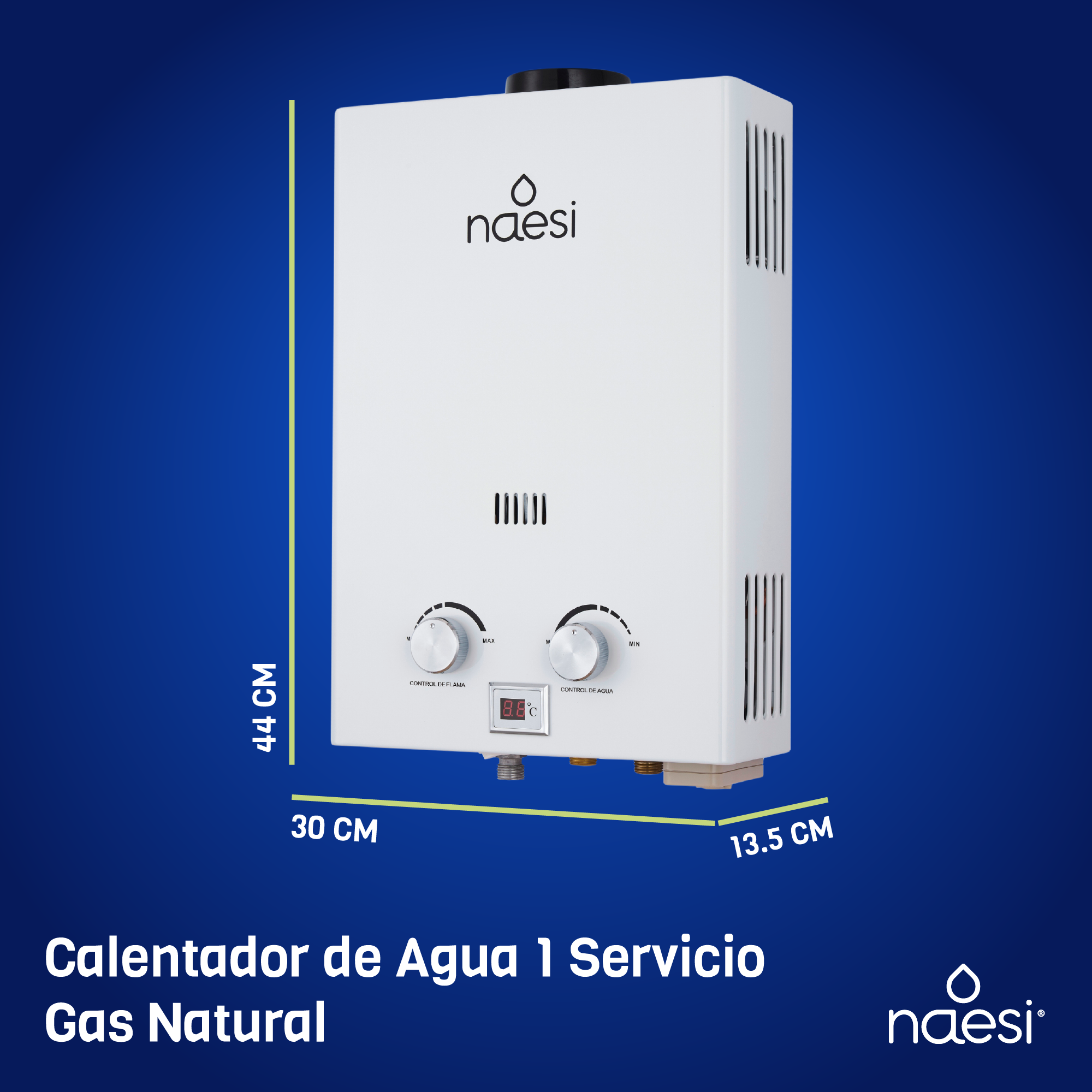 Foto 9 pulgar | Calentador De Agua Instantaneo 1 Servicio Gas Natural Naesi An201 Blanco