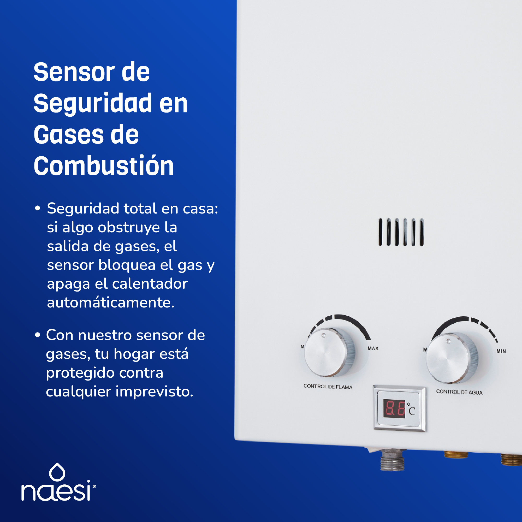 Foto 6 pulgar | Calentador De Agua Instantaneo 2 Servicios Gas Natural Naesi An202gn Blanco