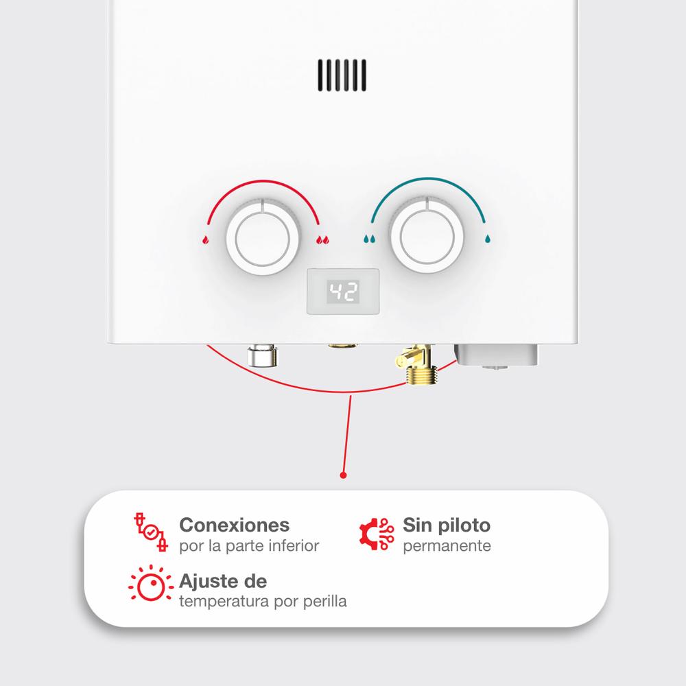 Foto 4 | Calentador De Agua Instantáneo Splendid 6 Litros Por Min Gas Lp Rhs-chn06p 1 Servicio
