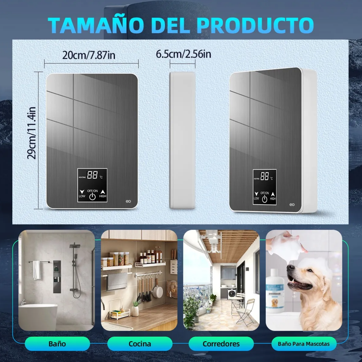 Foto 2 | Calentador de Agua de Paso Instantáneo Eo Safe Imports Esi-18832 Gris