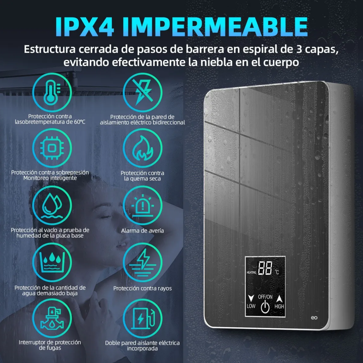 Foto 4 pulgar | Calentador de Agua de Paso Instantáneo Eo Safe Imports Esi-18832 Gris
