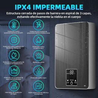 Foto 3 | Calentador de Agua de Paso Instantáneo Eo Safe Imports Esi-18832 Gris